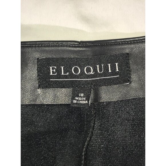 Eloquii Women's Black Plus Size Faux Leather Belted V Neck  Goth Glam Jumpsuit - Picture 5 of 10